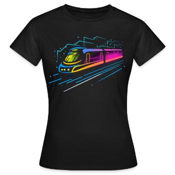 Train Cartoon Look - T-shirt Femme - noir - Devant - AI Model Female 172 dark (172cm)