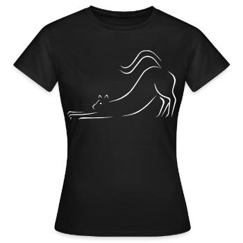 Katze Strichzeichnung - Frauen T-Shirt - Schwarz - Vorne - AI Model Female 172 dark (172cm)