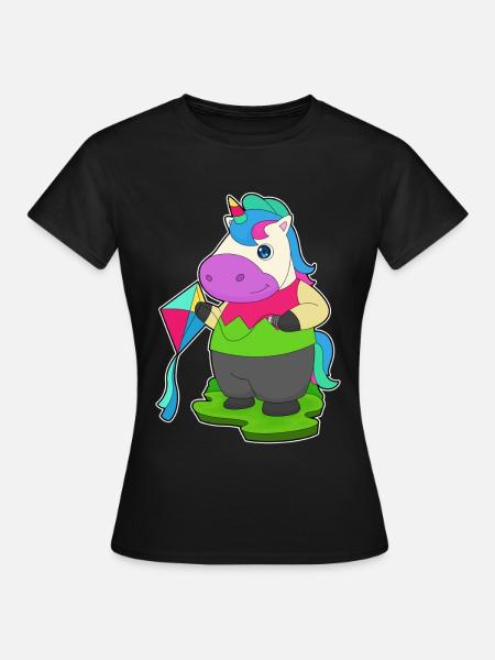 Einhorn Drachenfliegen Drachen - Frauen T-Shirt - Schwarz