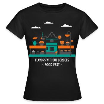 Street Food Festival - Women's T-Shirt - black - Front - AI Model Female 172 dark (172cm)