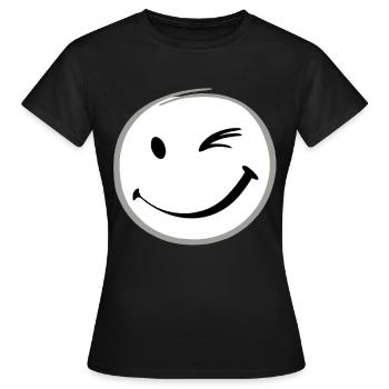 Clin d’œil sourire - T-shirt Femme - noir - Devant - AI Model Female 172 dark (172cm)