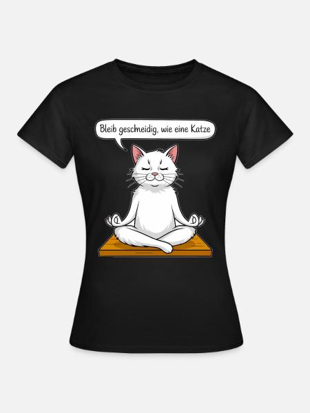 Katzen-Meditation - Frauen T-Shirt - Schwarz