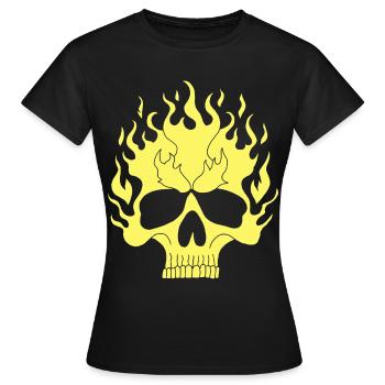 Crâne enflammé jaune - T-shirt Femme - noir - Devant - AI Model Female 172 dark (172cm)