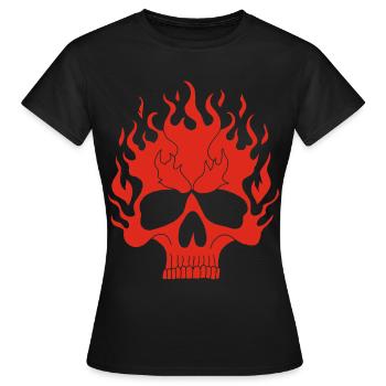 Crâne enflammé rouge - T-shirt Femme - noir - Devant - AI Model Female 172 dark (172cm)
