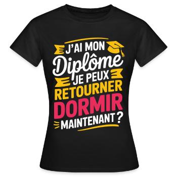 Ich habe mein Diplom, ich kann wieder schlafen gehen - Frauen T-Shirt - Schwarz - Vorne - AI Model Female 172 dark (172cm)