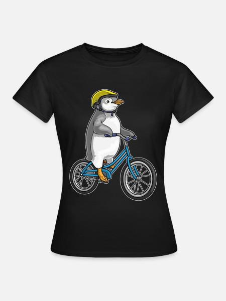 Pinguin Fahrrad - Frauen T-Shirt - Schwarz