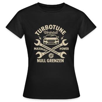 TurboWerkstatt : Puissant, sans limites - T-shirt Femme - noir - Devant - AI Model Female 172 dark (172cm)