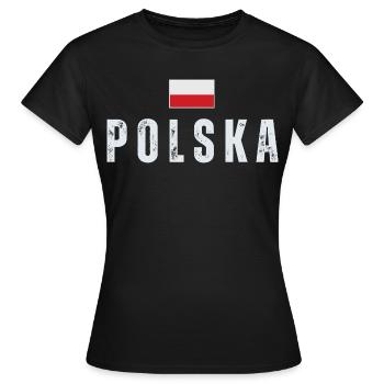 Polnische Flagge, Polnischer Stolz - Frauen T-Shirt - Schwarz - Vorne - AI Model Female 172 dark (172cm)