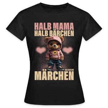 Demi-maman mi-ours conte de fées maman cadeau - T-shirt Femme - noir - Devant - AI Model Female 172 dark (172cm)