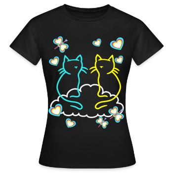 Retro Cats Cat Kids Girls Boys Teens - Women's T-Shirt - black - Front - AI Model Female 172 dark (172cm)