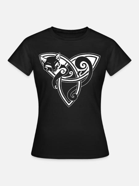 Die keltische Katze ruht (weiß) - Frauen T-Shirt - Schwarz