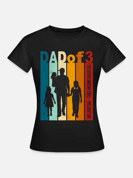 Papa & 3 Töchter Geschenk Design Vatertag - Frauen T-Shirt - Schwarz