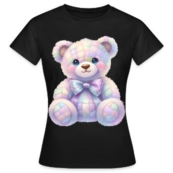Coquette Ours Pailleté 🧸 - T-shirt Femme - noir - Devant - AI Model Female 172 dark (172cm)