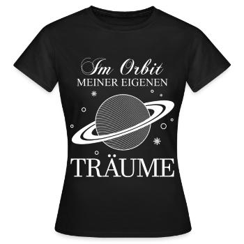 Saturn / The Ringed Planet / Planet of the Rings - Women's T-Shirt - black - Front - AI Model Female 172 dark (172cm)