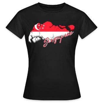 Carte de Singapour, drapeau de Singapour - T-shirt Femme - noir - Devant - AI Model Female 172 dark (172cm)