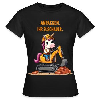 Maître excavatrice licorne - T-shirt Femme - noir - Devant - AI Model Female 172 dark (172cm)