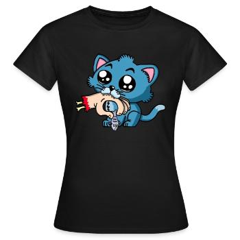 The kitten is hungry! - Women's T-Shirt - black - Front - AI Model Female 172 dark (172cm)