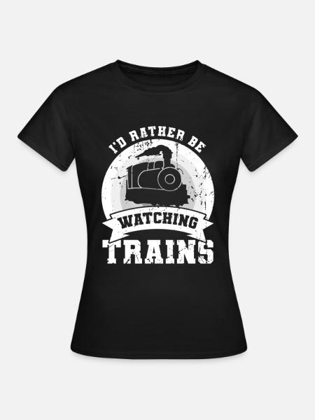 Ich würde mir lieber Züge anschauen - Dame-T-shirt - sort