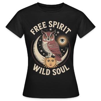 Mystische Eule Freigeist Wilde Seele Shirt - Frauen T-Shirt - Schwarz - Vorne - AI Model Female 172 dark (172cm)