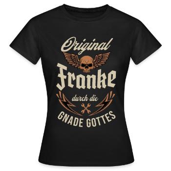 Original Franke durch die Gnade Gottes - Frauen T-Shirt - Schwarz - Vorne - AI Model Female 172 dark (172cm)