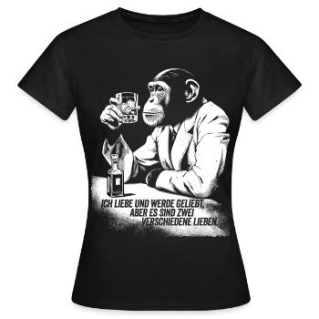Humorvoller Affe mit Trinkglas - Frauen T-Shirt - Schwarz - Vorne - AI Model Female 172 dark (172cm)