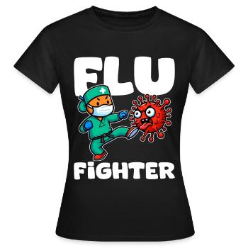 COMBATTANT DE LA GRIPPE - CADEAU INFIRMIÈRE - T-shirt Femme - noir - Devant - AI Model Female 172 dark (172cm)