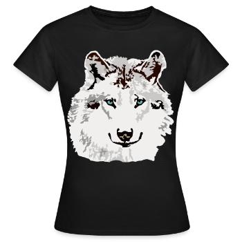 Yeux bleus de loup blanc - T-shirt Femme - noir - Devant - AI Model Female 172 dark (172cm)