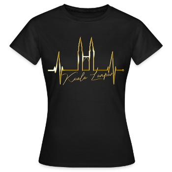 Kuala Lumpur Skyline Herzschlag Malaysia Love KLCC - Frauen T-Shirt - Schwarz - Vorne - AI Model Female 172 dark (172cm)