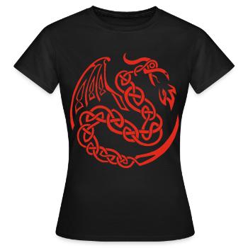 Roter keltischer Drache - Frauen T-Shirt - Schwarz - Vorne - AI Model Female 172 dark (172cm)