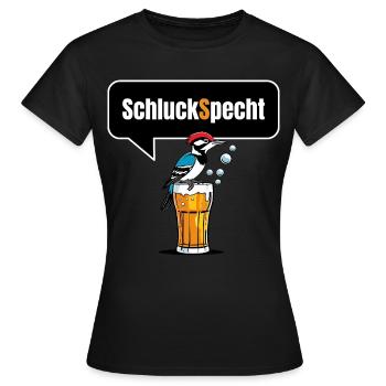 Lustiges Trinkspruch Shirt- SchluckSpecht - Frauen T-Shirt - Schwarz - Vorne - AI Model Female 172 dark (172cm)