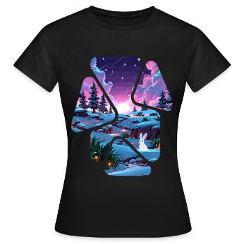 Landscape Snow Puzzle Fantasy - White Rabbit - Women's T-Shirt - black - Front - AI Model Female 172 dark (172cm)