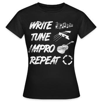 Schreiben Musizieren Improvisieren - Frauen T-Shirt - Schwarz - Vorne - AI Model Female 172 dark (172cm)