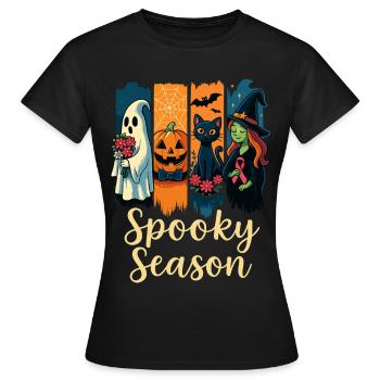 Spooky Season x Pink Ribbon Mashup - T-shirt Femme - noir - Devant - AI Model Female 172 dark (172cm)