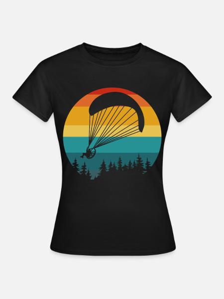 Gleitschirm Retro Landschaft - Frauen T-Shirt - Schwarz
