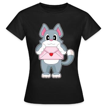 Katze Liebesbrief - Frauen T-Shirt - Schwarz - Vorne - AI Model Female 172 dark (172cm)