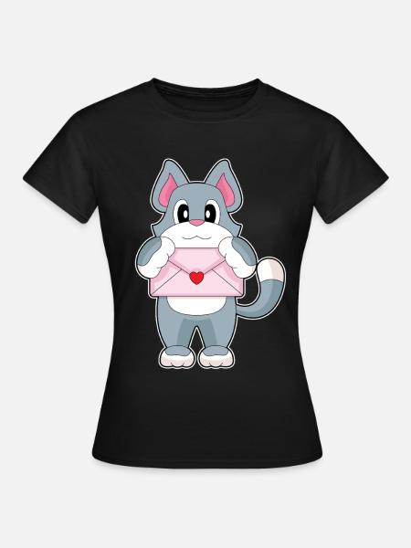 Katze Liebesbrief - Frauen T-Shirt - Schwarz