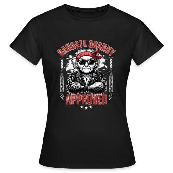 Rebellious Granny Gangsta Approved Leather Jacket - Women's T-Shirt - black - Front - AI Model Female 172 dark (172cm)
