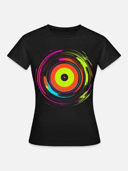 Schallplatte Retrowave - Frauen T-Shirt - Schwarz