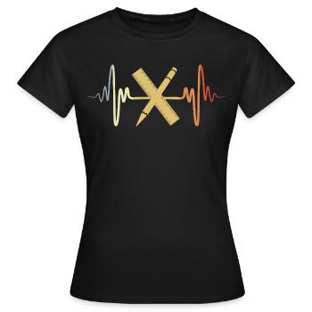 Vintage Ruler Heartbeat - Women's T-Shirt - black - Front - AI Model Female 172 dark (172cm)