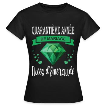 Smaragd Hochzeit 40 Jahre Paar - Frauen T-Shirt - Schwarz - Vorne - AI Model Female 172 dark (172cm)