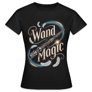 Conception de baguette magique murale - T-shirt Femme - noir - Devant - AI Model Female 172 dark (172cm)