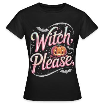 Motif citrouille sorcière d'Halloween - T-shirt Femme - noir - Devant - AI Model Female 172 dark (172cm)