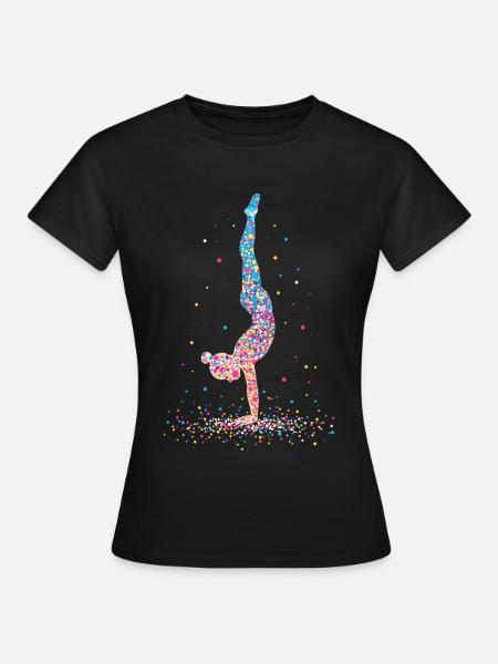 Gymnastik Gymnastaste Akrobatik – Silhouette - Frauen T-Shirt - Schwarz
