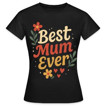 Design Mère Parfaite avec Fleurs et Cœurs - T-shirt Femme - noir - Devant - AI Model Female 172 dark (172cm)