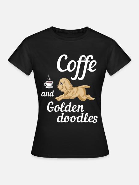Goldene Kritzeleien Kaffee Illustration - Frauen T-Shirt - Schwarz