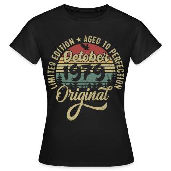 october 1979 anniversary october 1979 october - Women's T-Shirt - black - Front - AI Model Female 172 dark (172cm)