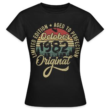 october 1982 anniversary october 1982 october - Women's T-Shirt - black - Front - AI Model Female 172 dark (172cm)