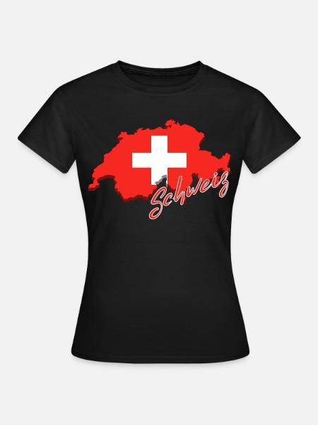 Karte der Schweiz, Flagge der Schweiz - Frauen T-Shirt - Schwarz