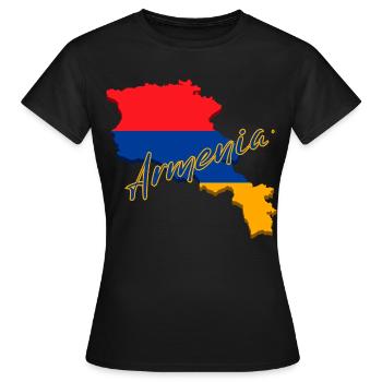 Carte de l’Arménie, drapeau de l’Arménie - T-shirt Femme - noir - Devant - AI Model Female 172 dark (172cm)