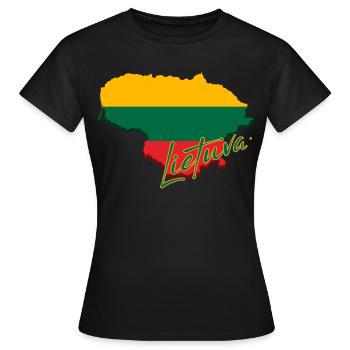 Carte de la Lituanie, drapeau de la Lituanie - T-shirt Femme - noir - Devant - AI Model Female 172 dark (172cm)